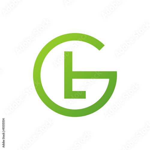 LG or GL letters, green circle G logo shape