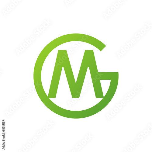 MG or GM letters, green circle G logo shape