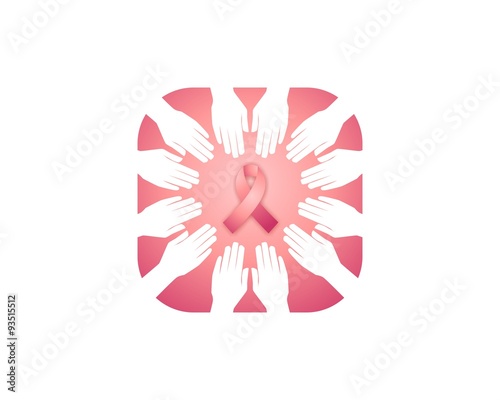 Breast cancer awareness ribbon helping hands © MASMETT