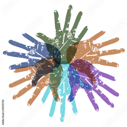 teamwork color hands around