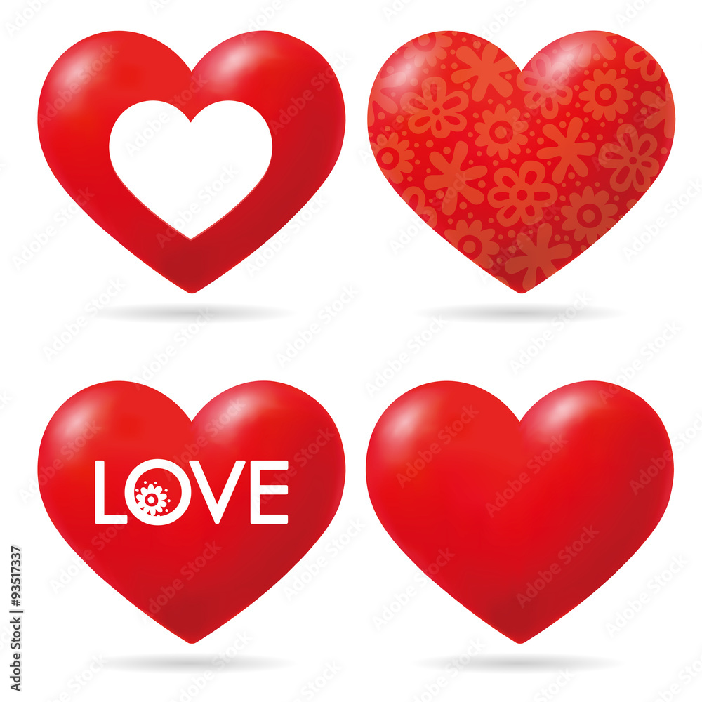 Vector Lovely Red Heart Collection