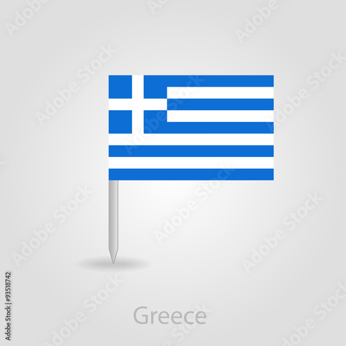 Greece flag pin map icon, vector illustration