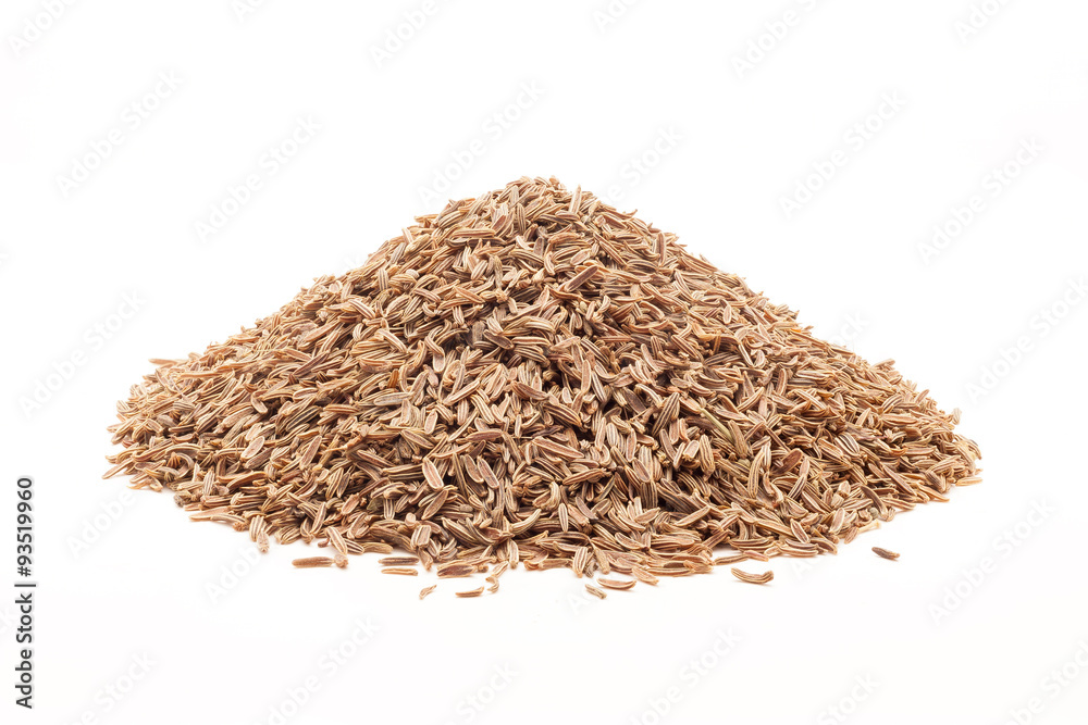 Pile of Organic Caraway (Carum carvi) isolated on white background. Pile of Organic Caraway (Carum carvi) isolated on white background.
