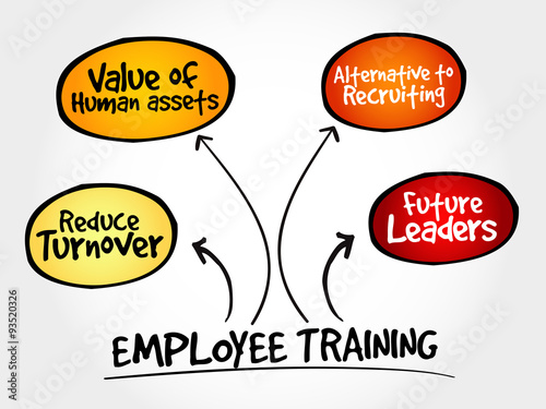 Employee training strategy mind map, business concept