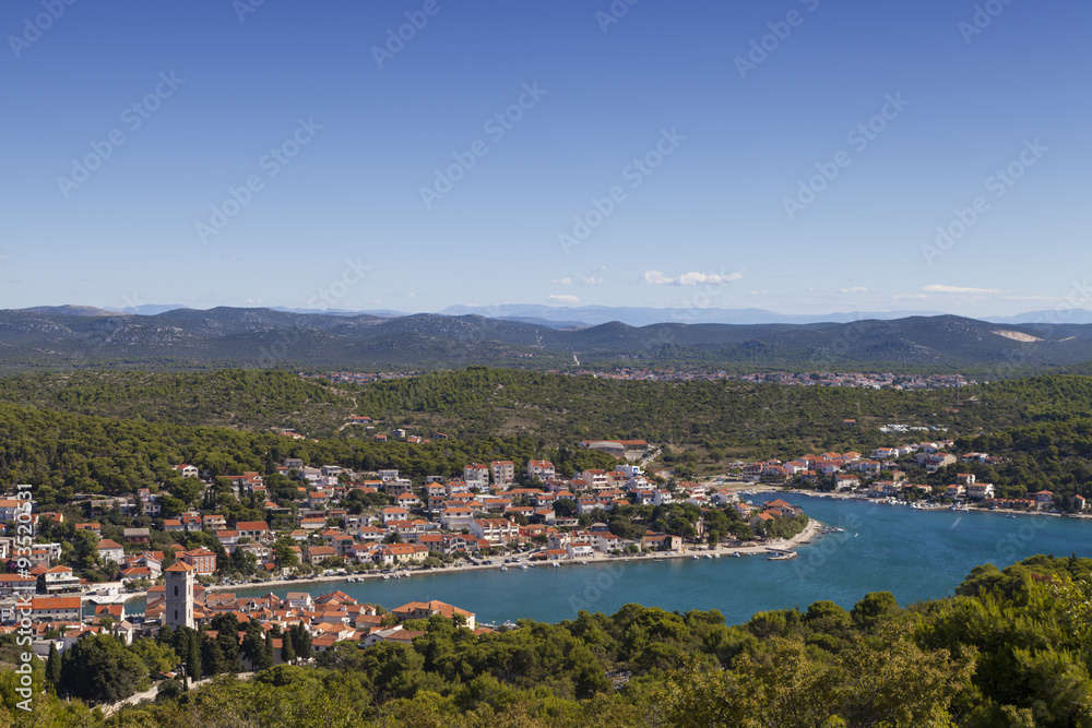 Beautiful view on Tisno, Betina, Lovisca, on island Murter, Dalmatia, Croatia, space for text, high resolution photo