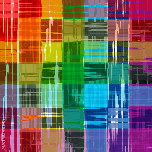 Abstract rainbow color paint grunge plaid art pattern background
