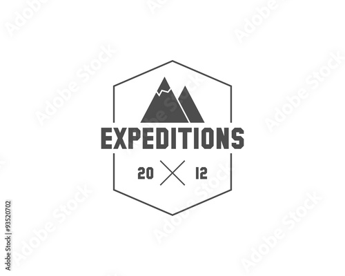 Vintage mountain expedition camping badge, outdoor logo, emblem