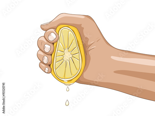 Lemon with hand vector illustration
