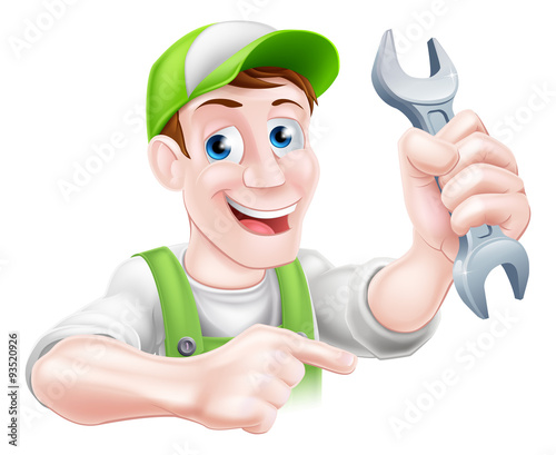 Cartoon Mechanic Pointing