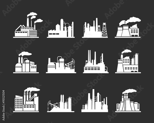 Industry manufactory building icons