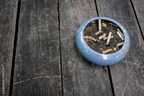 ashtray on wood table