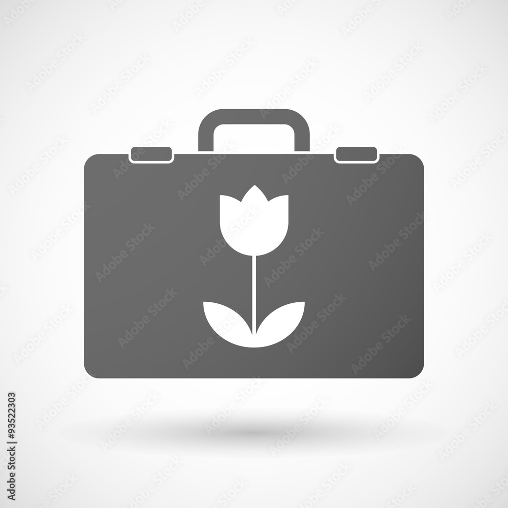 Isolated briefcase icon with a tulip Isolated briefcase icon with a tulip