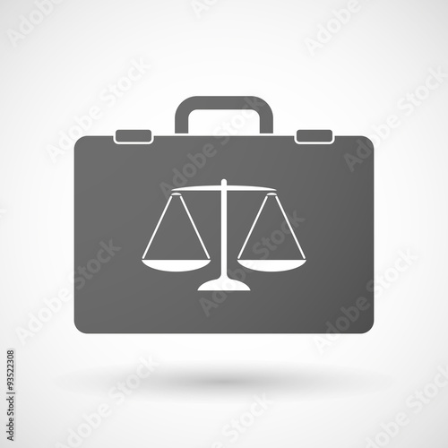 Isolated briefcase icon with a justice weight scale sign