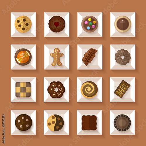 Cookies in boxes  flat style with shadow