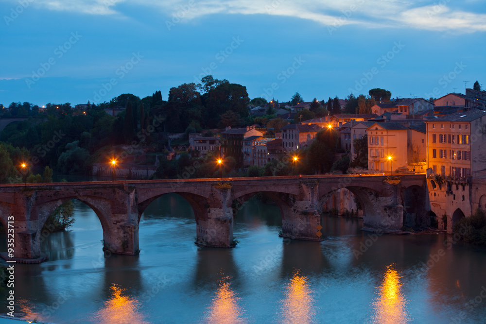 View of the Albi, France at night