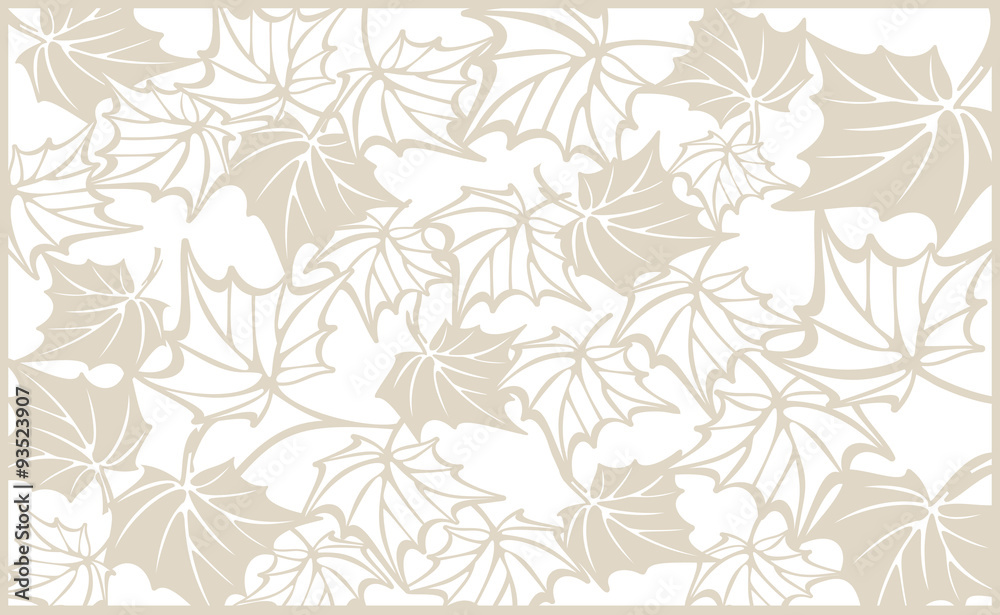 Autumn pattern, with maple leaves. Template for cut