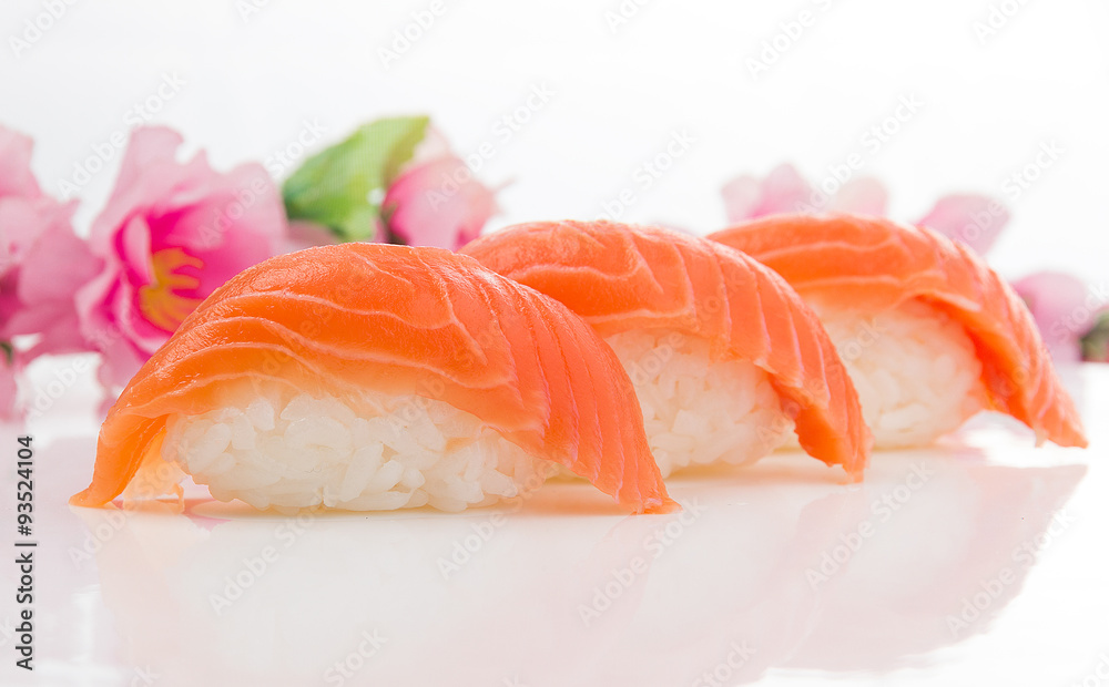 Salmon sushi nigiri isolated on white background Salmon sushi nigiri isolated on white background