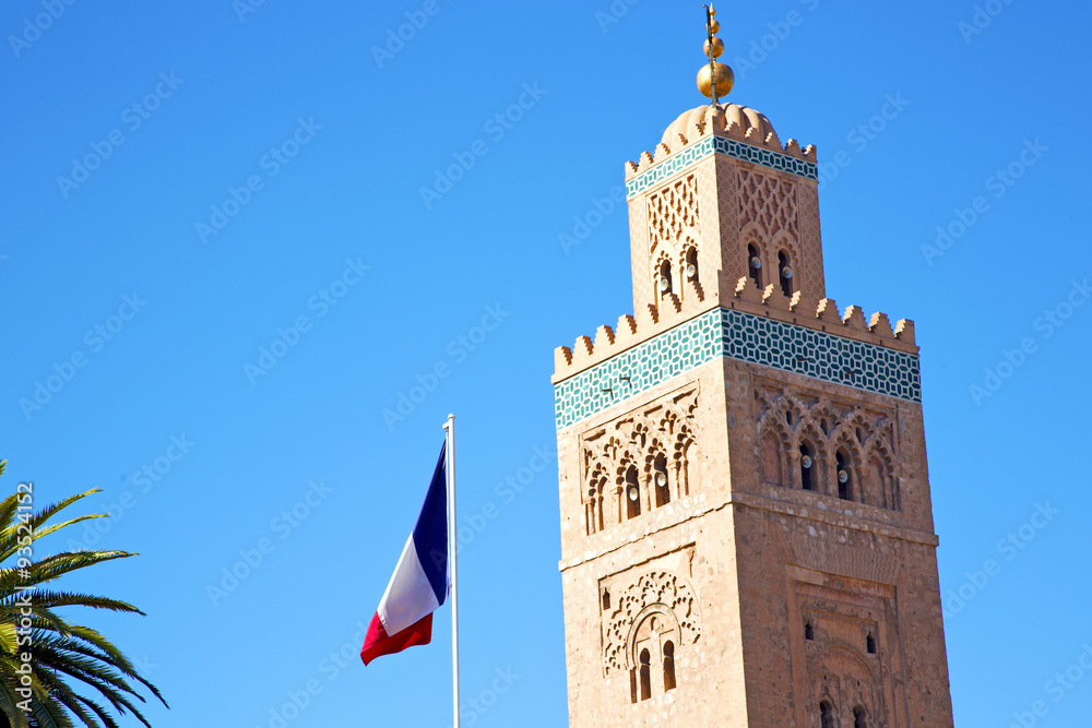 history in maroc africa  french waving flag    sky