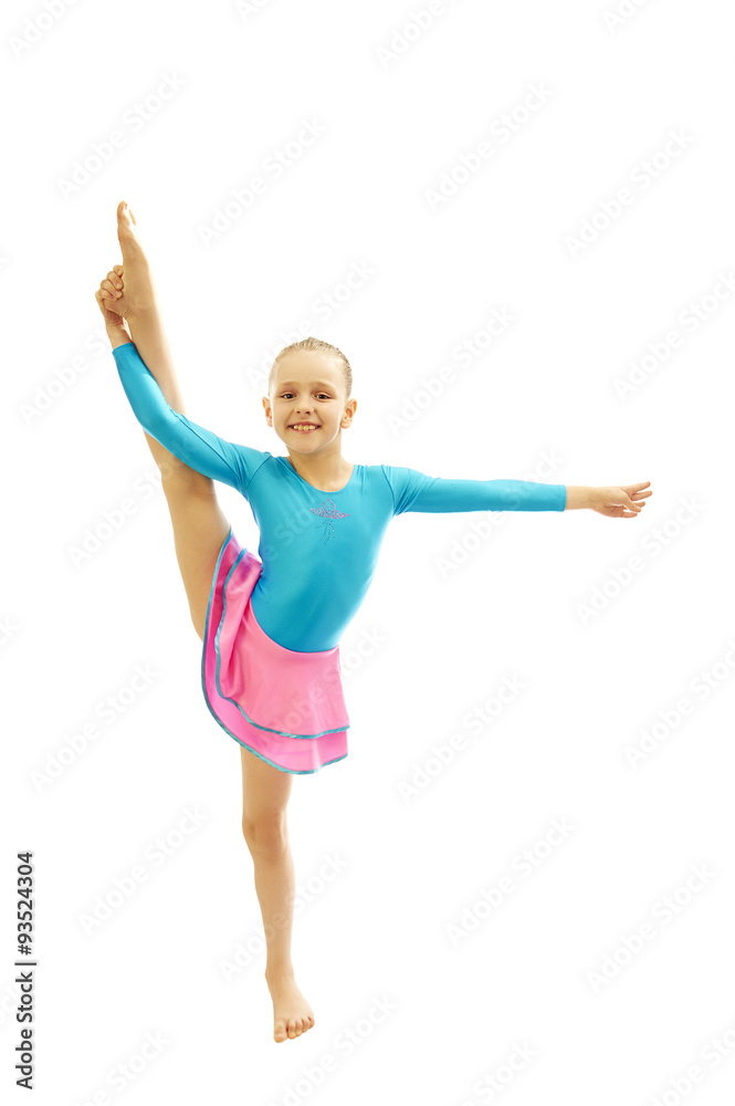 young girl doing gymnastics exercises young girl doing gymnastics exercises