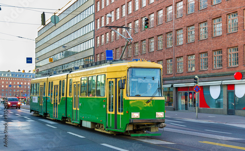 Tram in the city centre of Helsinki - Finland