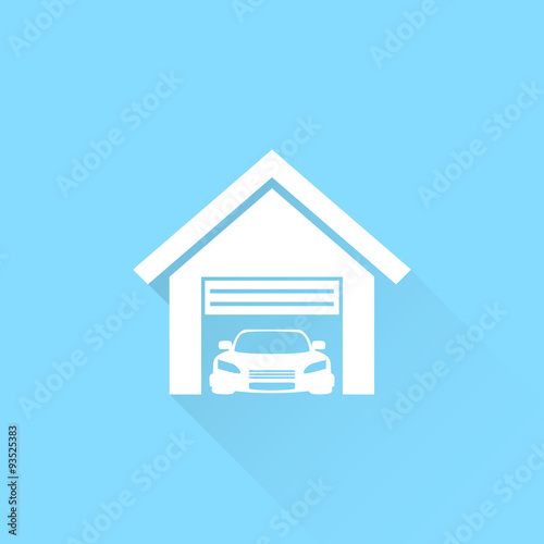 Garage with car vector icon.