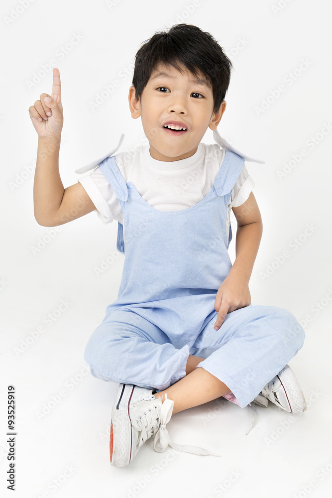 Portrait of happy asian boy is thinking Portrait of happy asian boy is thinking