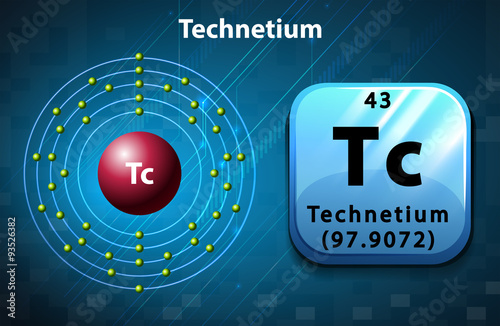 Symbol and electron diagram for Technetium