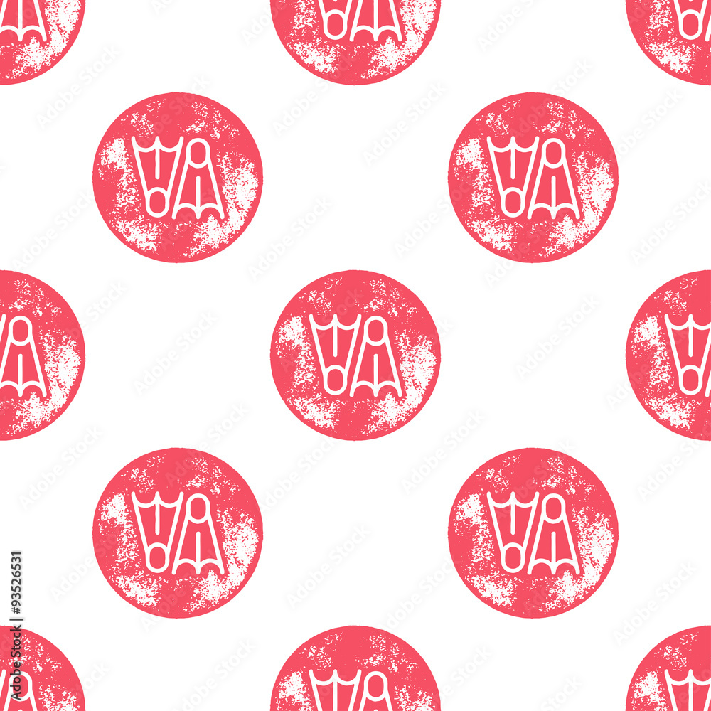 Obraz premium Red Diving Fins Pattern on White Background