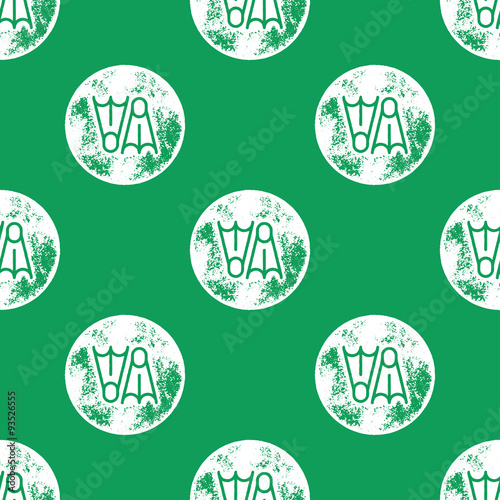 White Diving Fins Pattern on Green Background