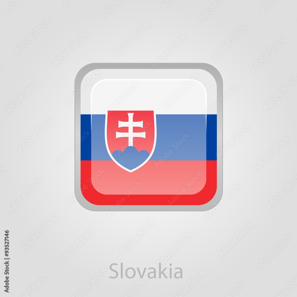 Slovakia flag button, vector illustration