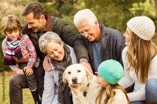 Happy family in the park together