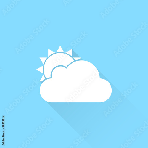 Cloud and sun vector icon. Weather symbol. Cloudy icon.