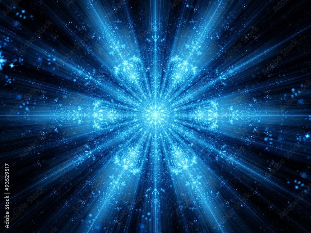 Naklejka premium Blue glowing snowflake fractal