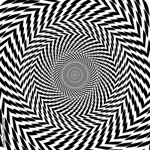 Vector optical illusion zoom black and white hypnotic background