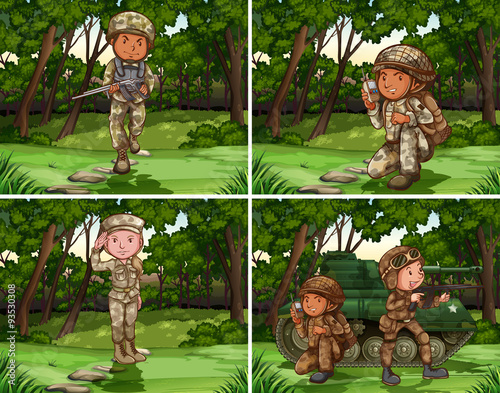 Marines working in the battle field