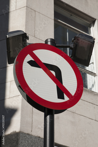 No Left Turn Traffic Sign photo