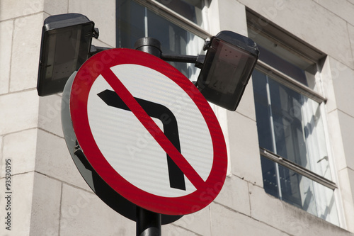 No Left Turn Traffic Sign photo