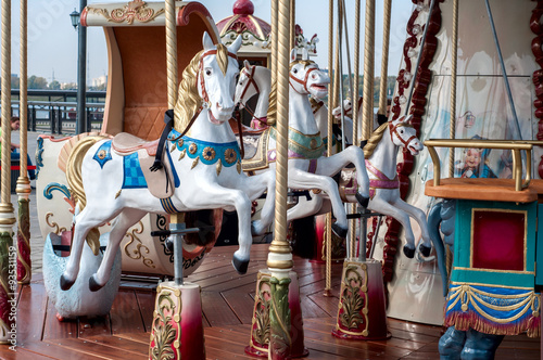 Carousel. Horses on a carnival.