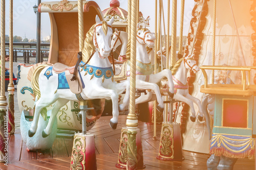 Carousel. Horses on a carnival.