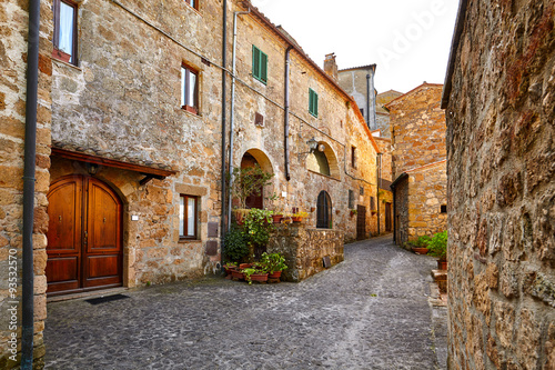Lovely colorful streets small town in Tuscany, Italy
