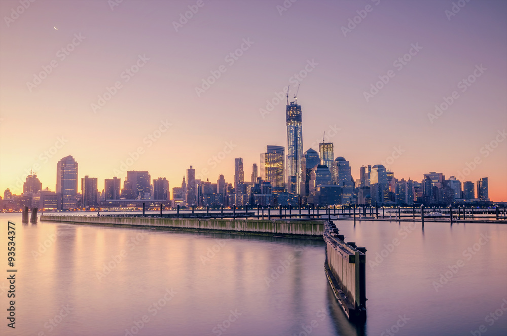 NewYork city skyline in the sunrise