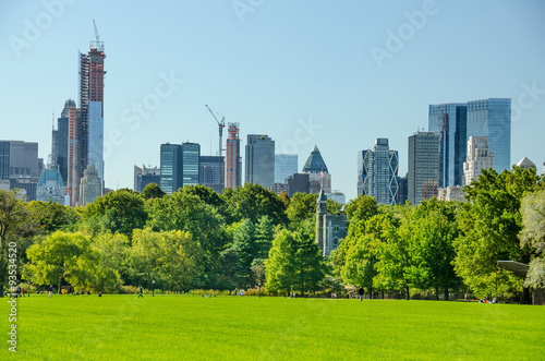 central park view to manhattan with park at sunny day, NewYork City, USA