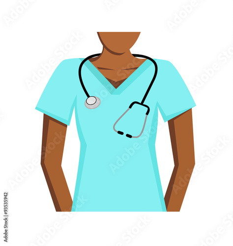  Vector image of a partial view of female medical staff, with a stethoscope 