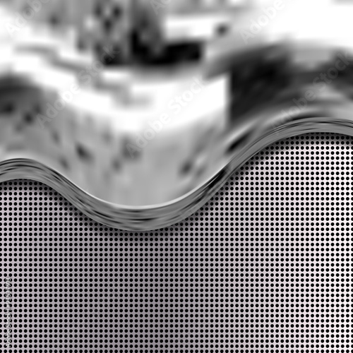 Metallic liquid on grille texture. Abstract vector background with space for text