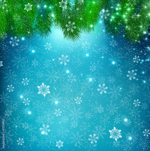 クリスマス　雪　モミの木