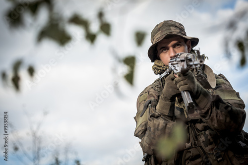 Army soldier with a weapon