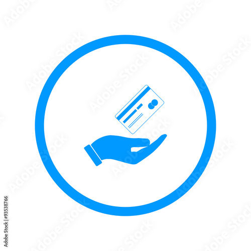 Bank credit card with hand, vector illustration. Flat design style