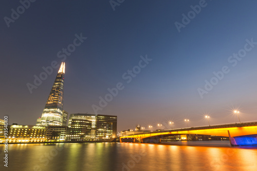 London cityscape at night, long exposure.