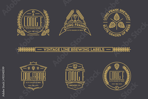 Retro line beer labels. Vector  vintage elements.