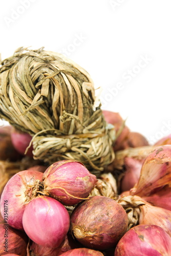 Red onion on white background 